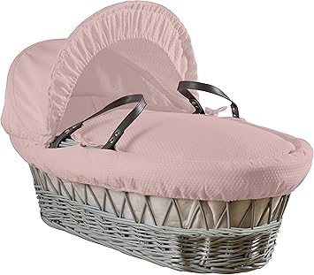 white wicker moses basket and stand