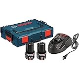 Bosch SKC120-202L 12-Volt Max Lithium-Ion Starter Kit with (2) 2.0 Ah Batteries, Charger and L-BOXX-1