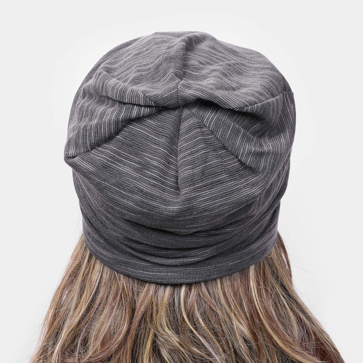 EtsyEase Soft Cotton Beanie Hat Sleep Cap - Fashion Slouchy Knit Beanie Cap for Men and Women (Grey)