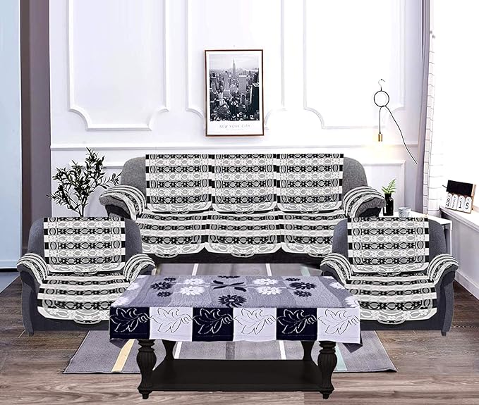 Buy Keshav Industries Floral Design Cotton 5 Seater Sofa Cover Set with