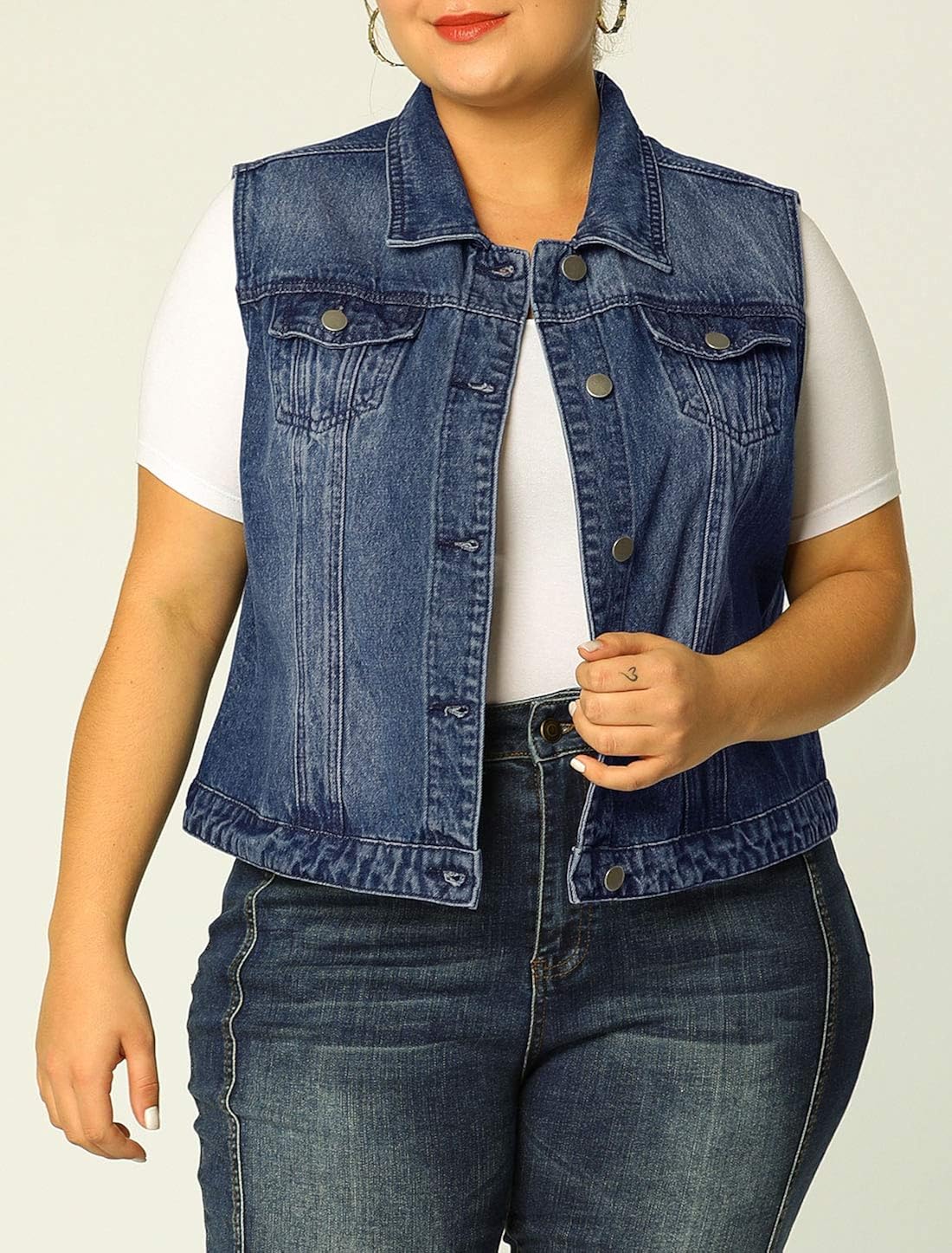 plus size jean jacket vest