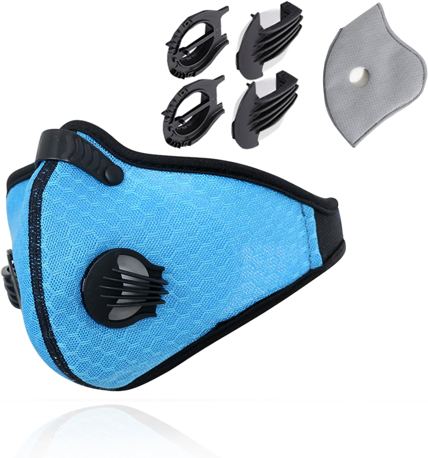 Novemkada Dustproof Masks - Activated Carbon Dust Mask with Extra Filter Cotton Sheet and Valves for Exhaust Gas, Pollen Allergy, PM2.5, Running, Cycling, Outdoor Activities
