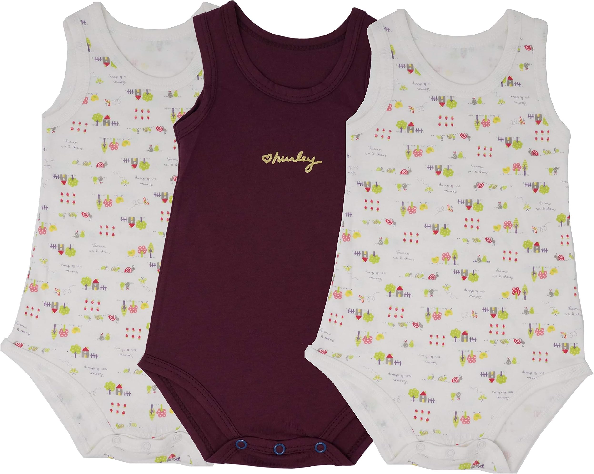 Baby Girls Boys Sleeveless Bodysuit Onesie Oeko-TEX Standard 100 (Pack of 3) (1-18 Month)