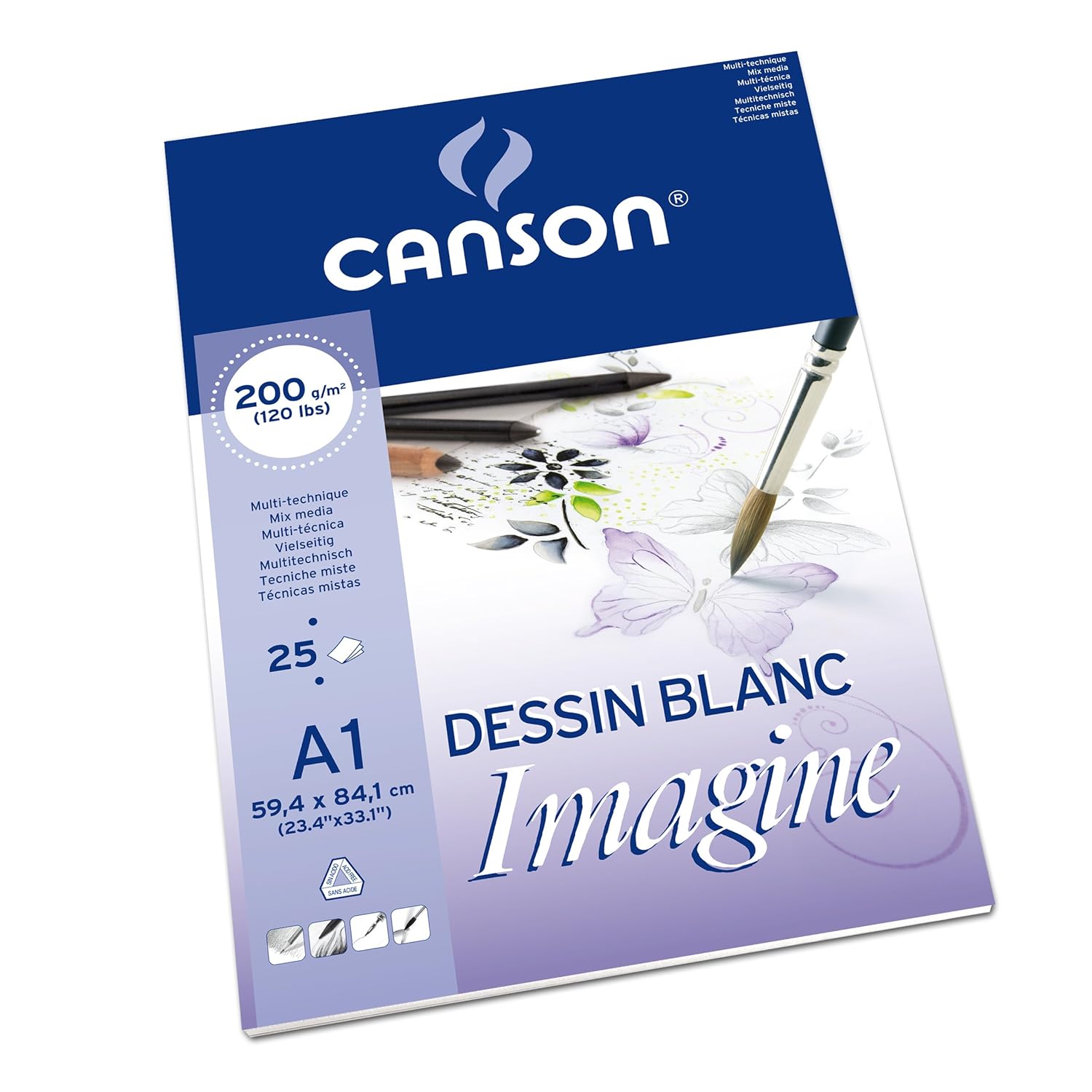 Canson Imagine Mixed Media 200gsm paper, natural white, A1 pad