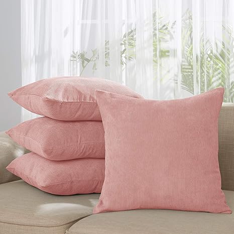 Deconovo Kord Kissenbezug Kissenbezug Kissenhülle Sofa Wohnzimmer 45x45 cm Pink 4er Set