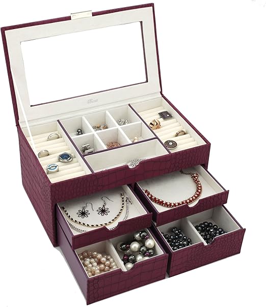Amazon Com Jewelry Box Large Case Drawers Organize Storage