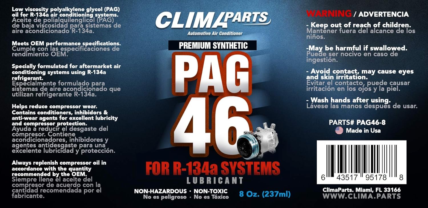 Amazon.es: CLIMAPARTS Premium Aceite sintético AC refrigerante PAG ...