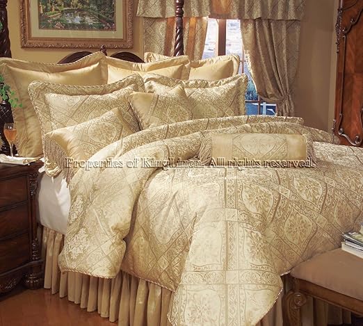 Amazon Com 14 Piece King Gold Imperial Comforter Set W Curtain