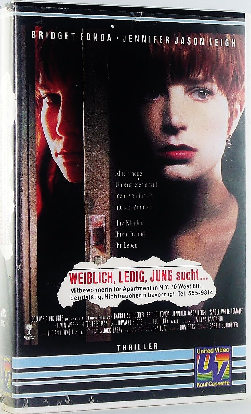 Single White Female [VHS] Bridget Fonda