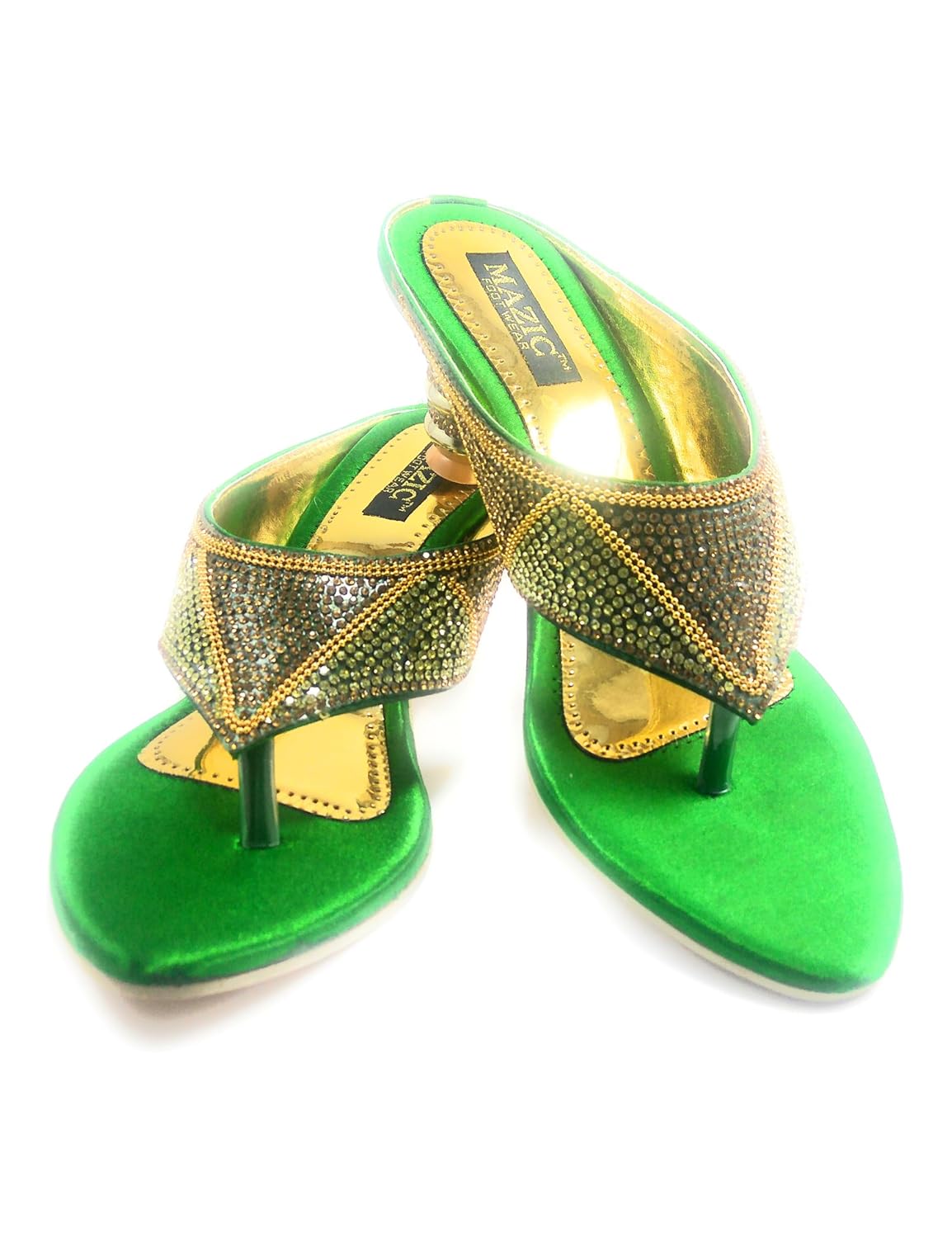 like india women's fancy green colour chappal