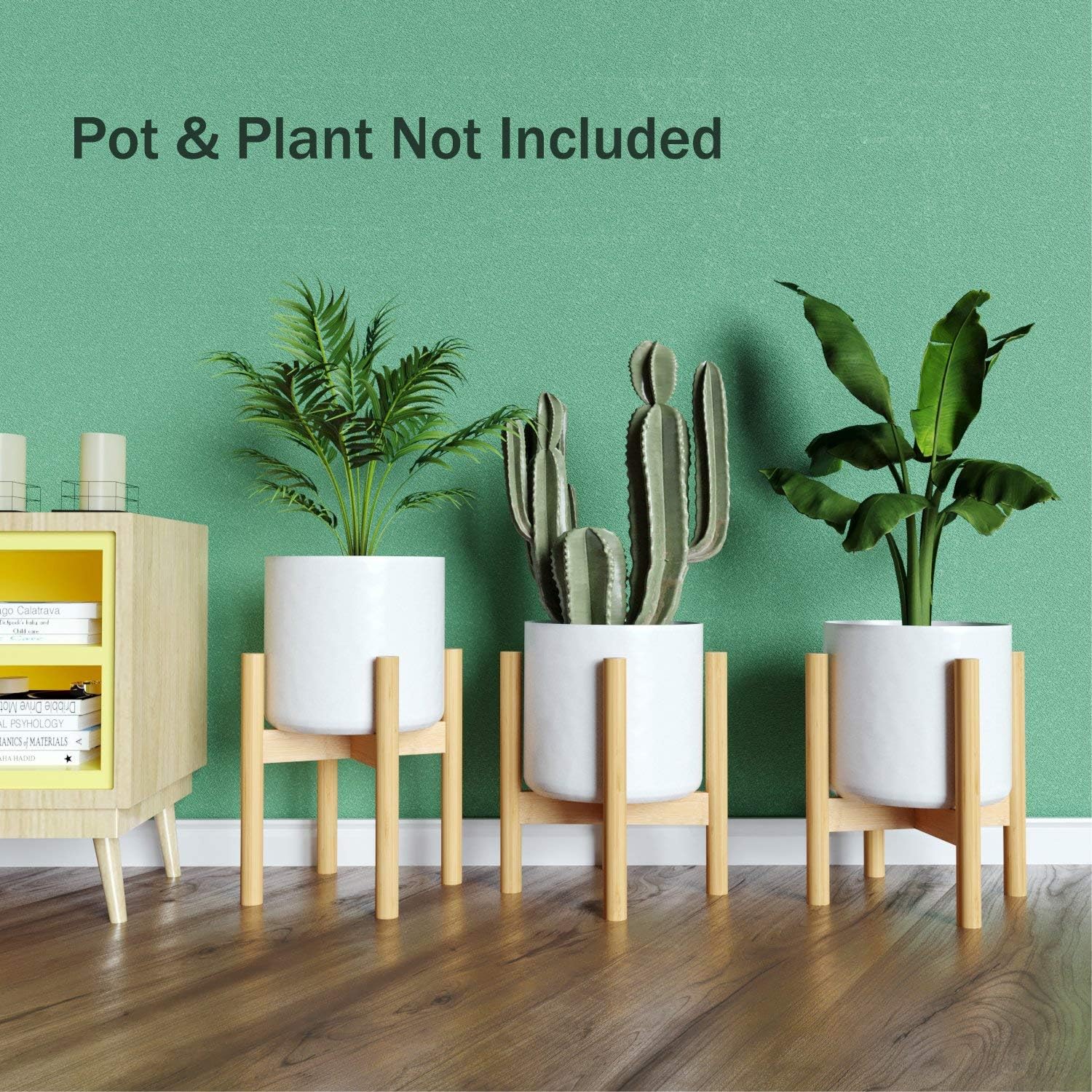 Plant Stand Flower Pot Holder - BAMFOX Indoor Bamboo Mid Century Modern Plant Holder Display Rack for House Plants, Home Decor, Up to 8 Inches (Pot Not Included) : Garden & Outdoor