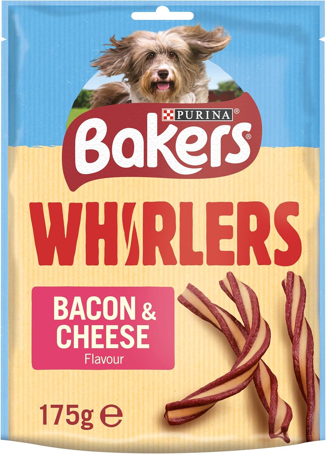Bakers Whirlers Dog Treats Bacon and Cheese 175g Case of 6 (1.05kg