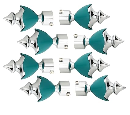 Easyhome Furnish Metal Blue Curtain Brackets With Support, Set Of 8