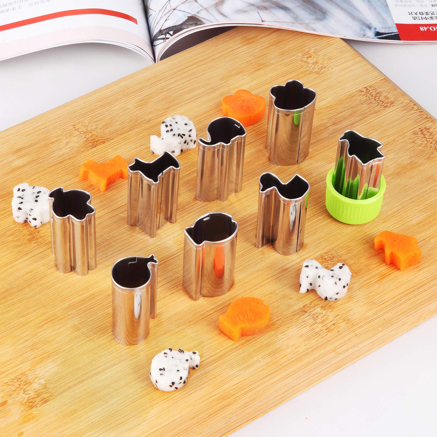 Smarki Vegetable Cookie Cutters Animal Cartoon Cutter Shapes Set (16 Pcs) Mini Fruit Cute Mold Press with Grip