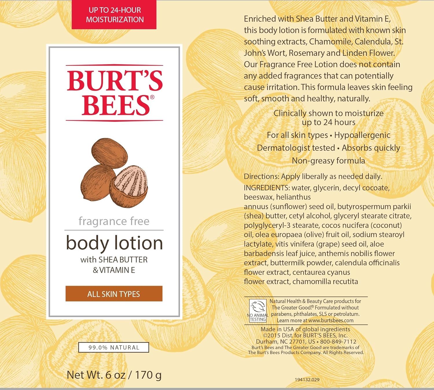 burt's bees fragrance free shea butter and vitamin e body lotion
