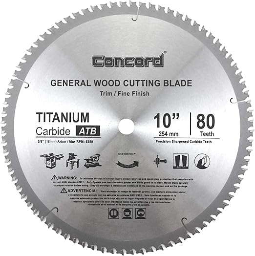Concord Blades Wcb1000t080hp 10 Inch 80 Teeth Tct General Purpose