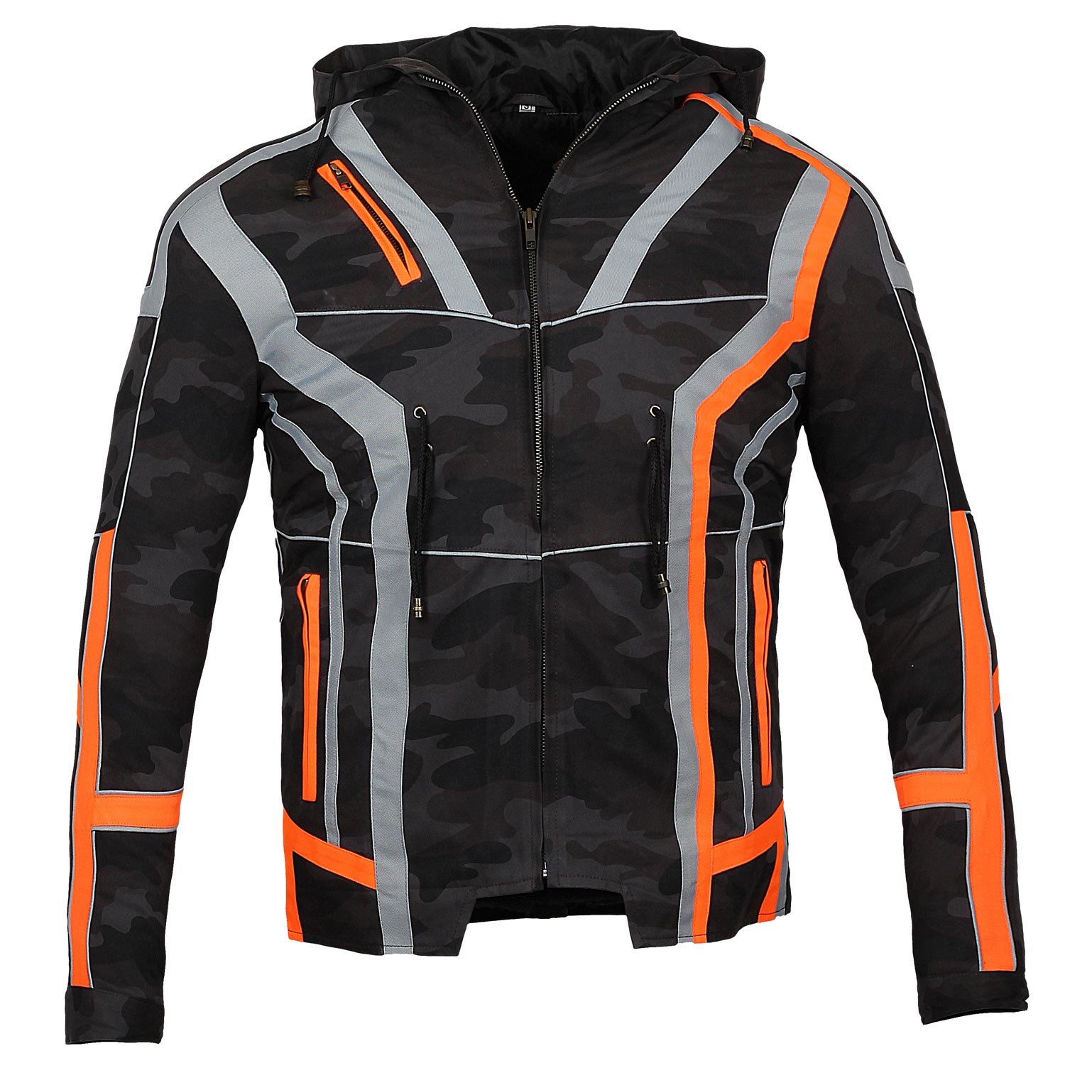 Camo Jackets for Men Robert Black Camouflage Hooded Jacket 2XL