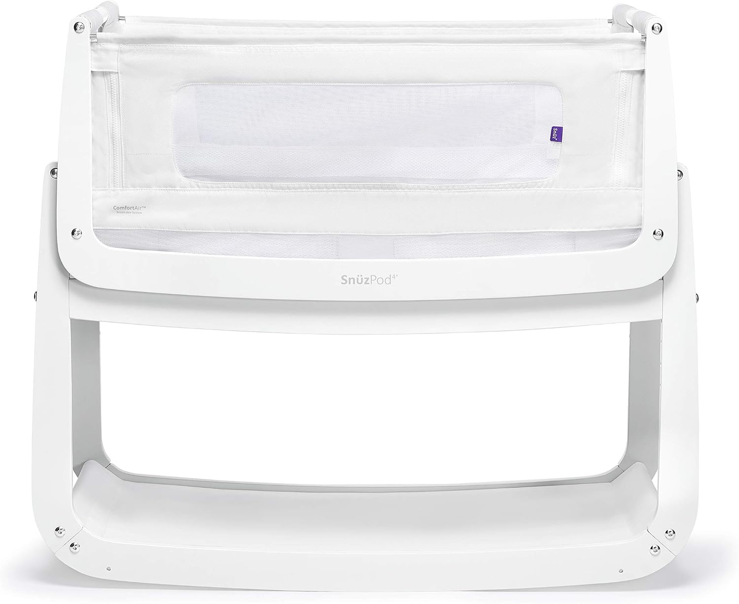 SnuzPod 4 Bedside Crib, Rocking Next to Me Crib with Lift off Bassinet, Lightweight Portable Baby Bed Cot with Zip-Down Wall