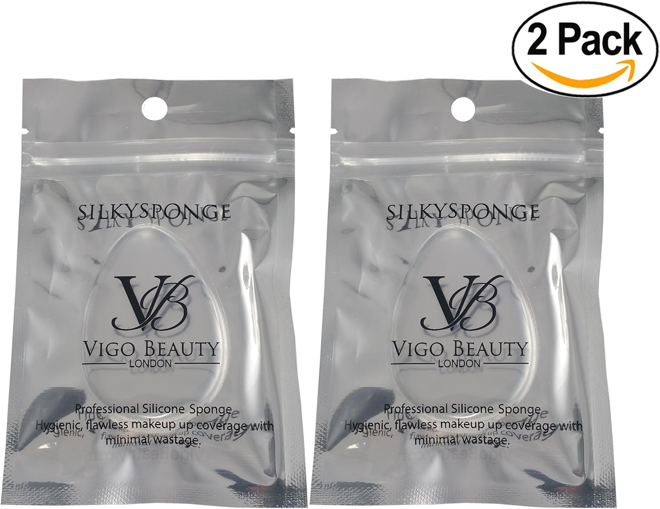 SilkySponge 2 Pcs Double-Pack - (x2 Crystal Clear SilkySponges) - Professional Silicone Blending Makeup Sponge - Teardrop Shaped Crystal Clear Silicone Applicator for Beauty Blending for Liquid Foundation and BB Cream & Concealer for Maximum Coverage, Minimal Waste & Hygienic Application