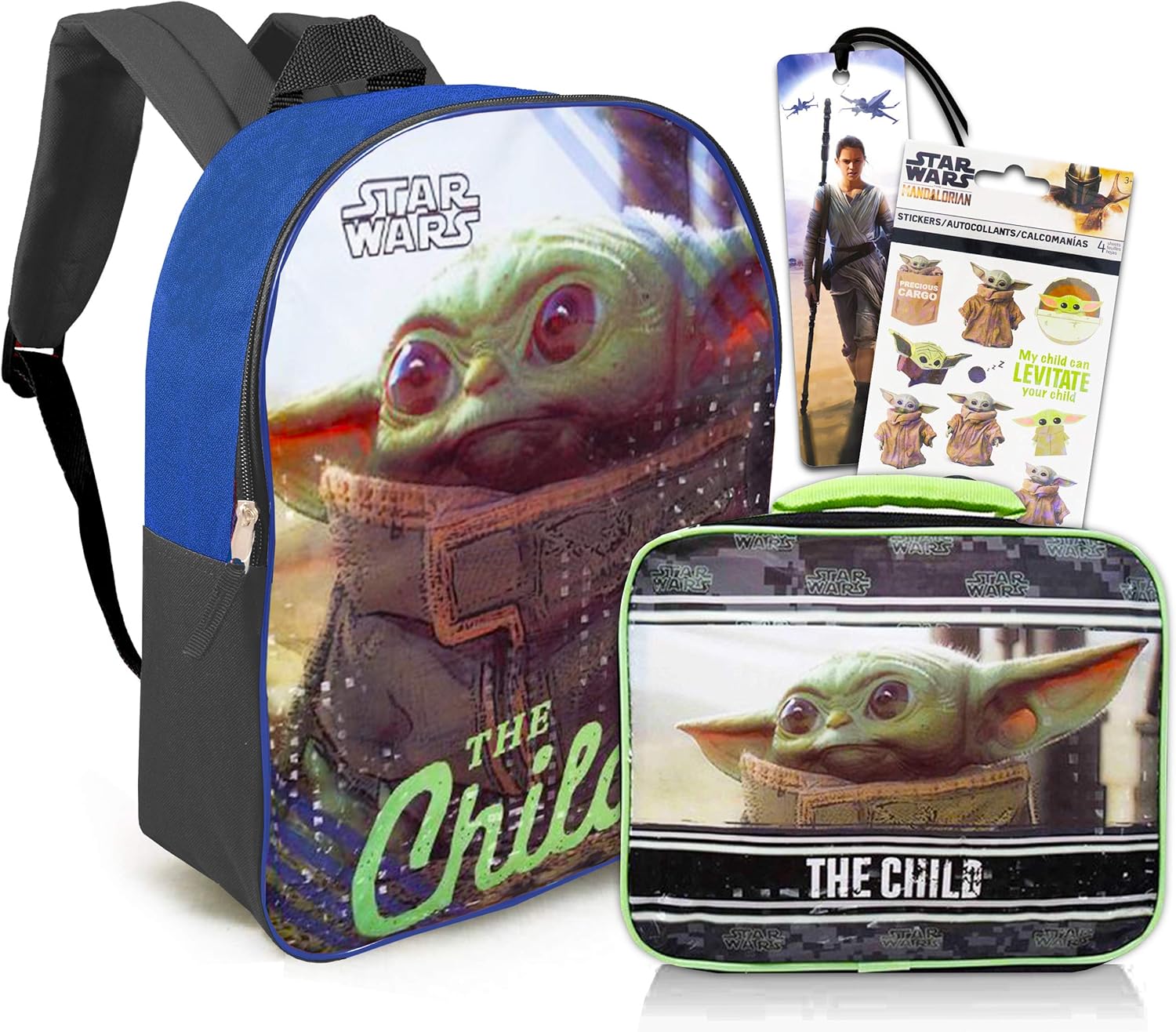 Mandalorian Baby Yoda Lunch and The Child Backpack Bundle Large 16