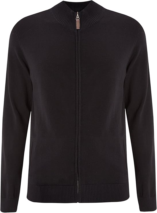 oodji Ultra Men's ZipUp Cardigan with Pockets, Black Amazon.co.uk