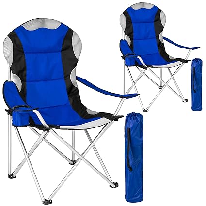 TecTake Anglersessel Campingstuhl gepolstert und wasserabweisend mit Getränkehalter mit Tragetasche | -Diverse Farben und Men
