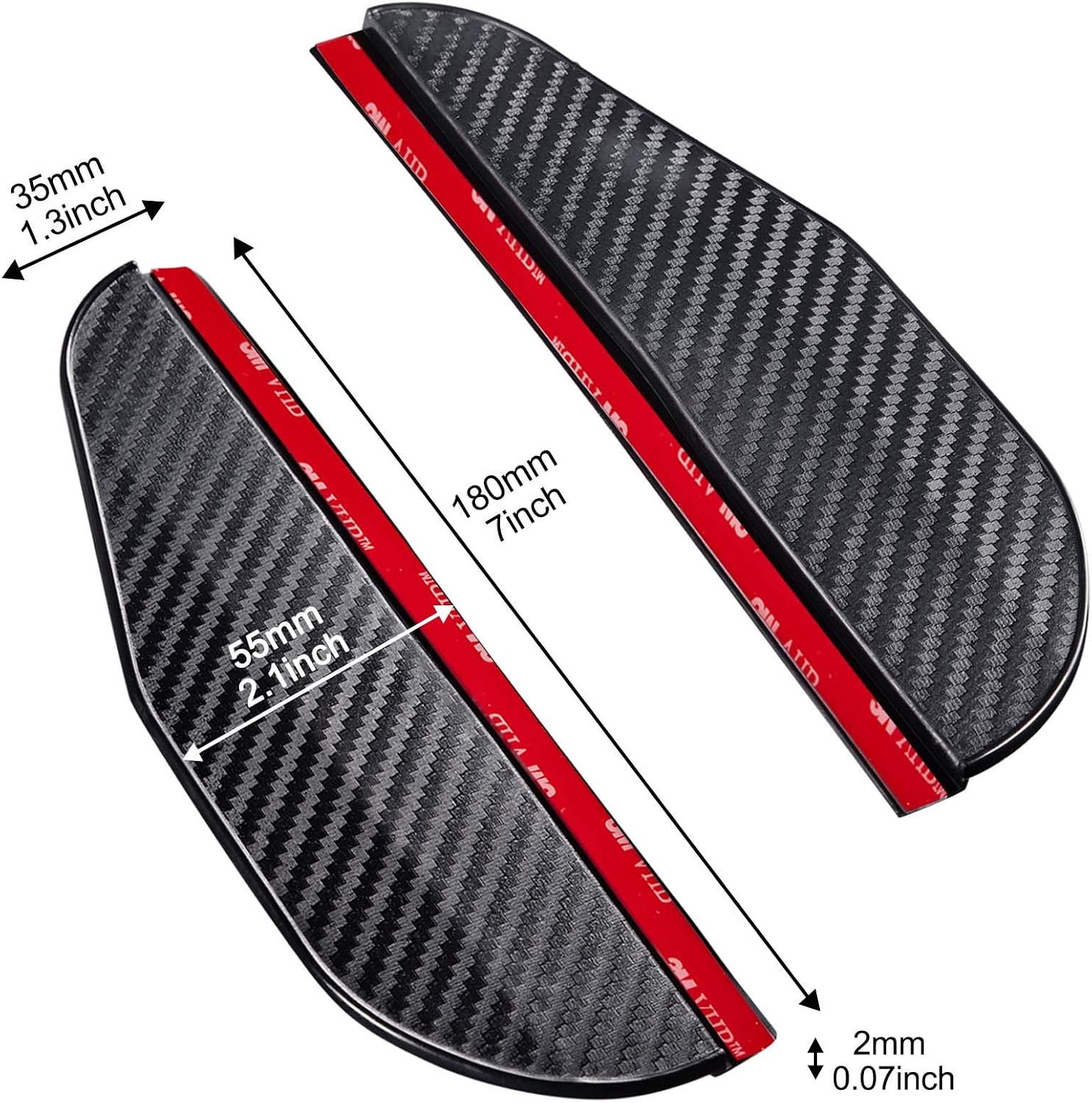 TOMALL 2Pcs Rear View Mirror Rain Visor Smoke Guard Universal Carbon Fiber Rear View Side Mirror Rain Eyebrow for Cars SUV Truck Rear View Mirror Cover Accessories(Carbon Fiber) - Image 3
