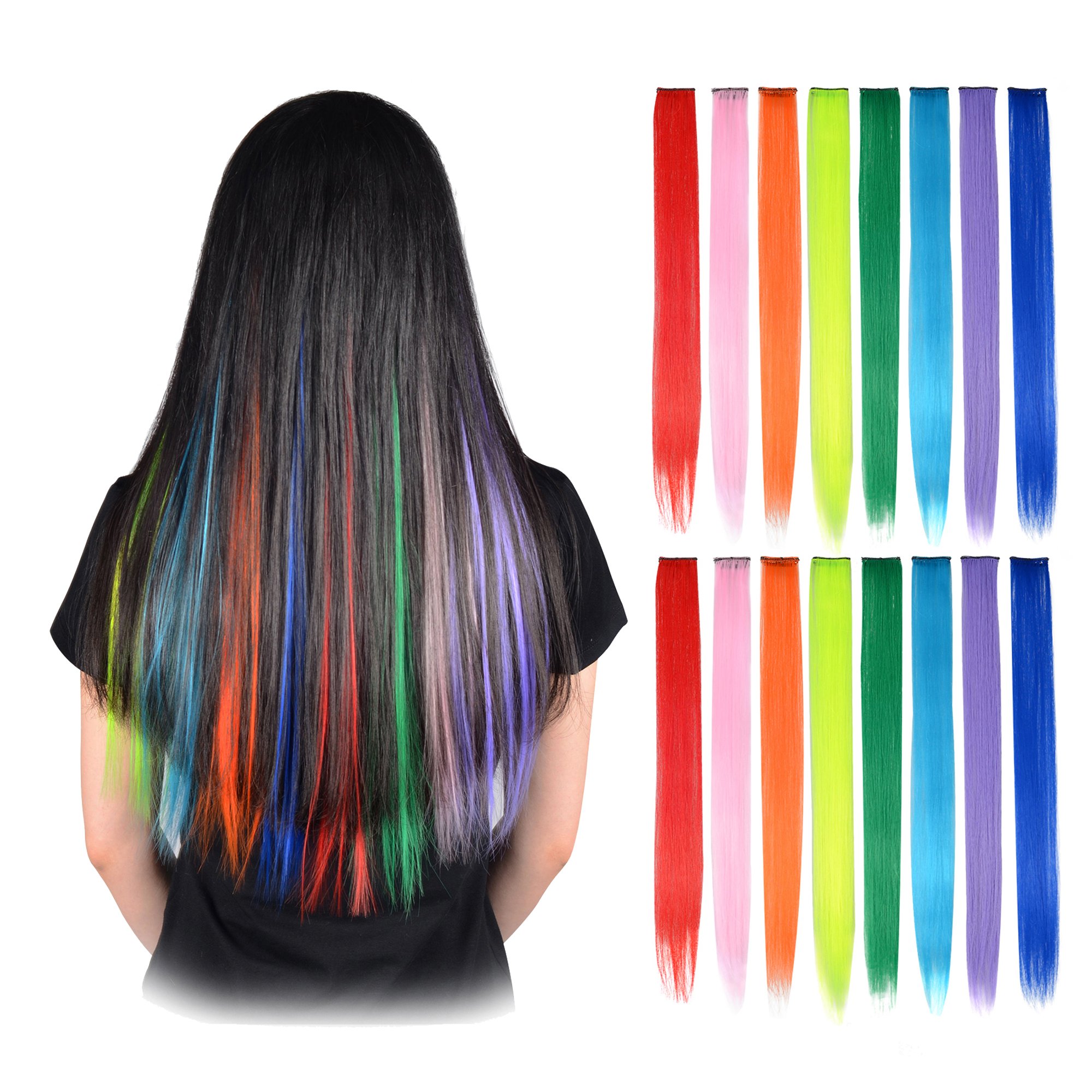 Galleon Feshfen 20 Inch 16 Pcs 8 Colors Straight Clip In Hair