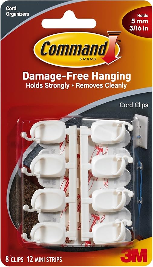 Command Small Cord and Wire Clips with Command Adhesive Strips Amazon