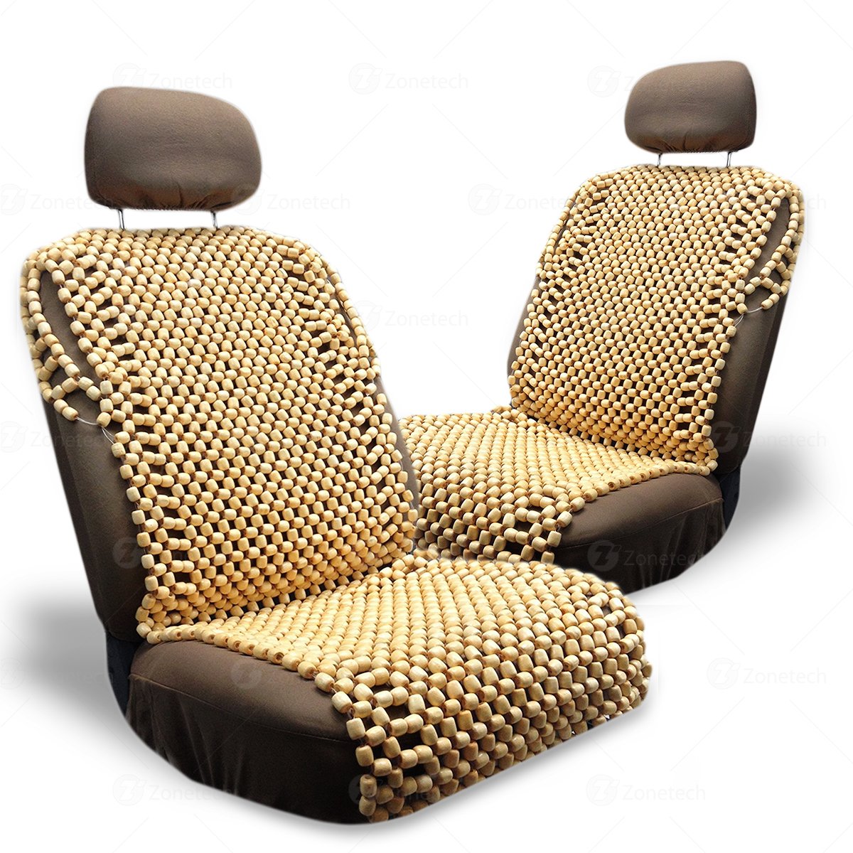 Zone Tech 2x Natural Wood Wooden Beaded Seat Cover Massage Cool Car