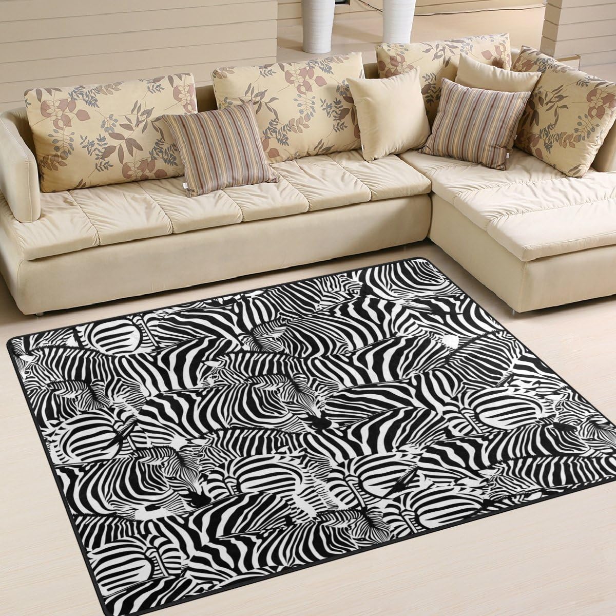 ALAZA Abstract Zebra Print Area Rug Rugs for Living Room