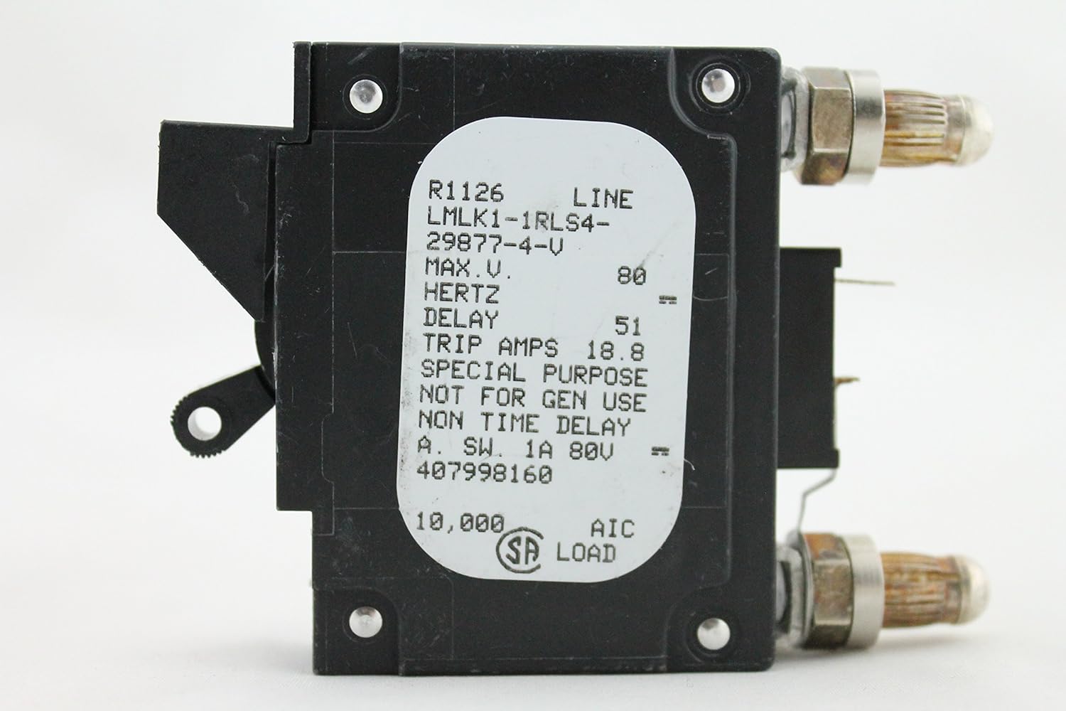 AIRPAX 15 AMP DC CIRCUIT BREAKER, LMLK11RLS4298774