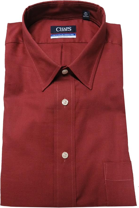 Chaps Men's Regular Fit Shirt, Size 17 1/234/35, Red at Amazon Men’s