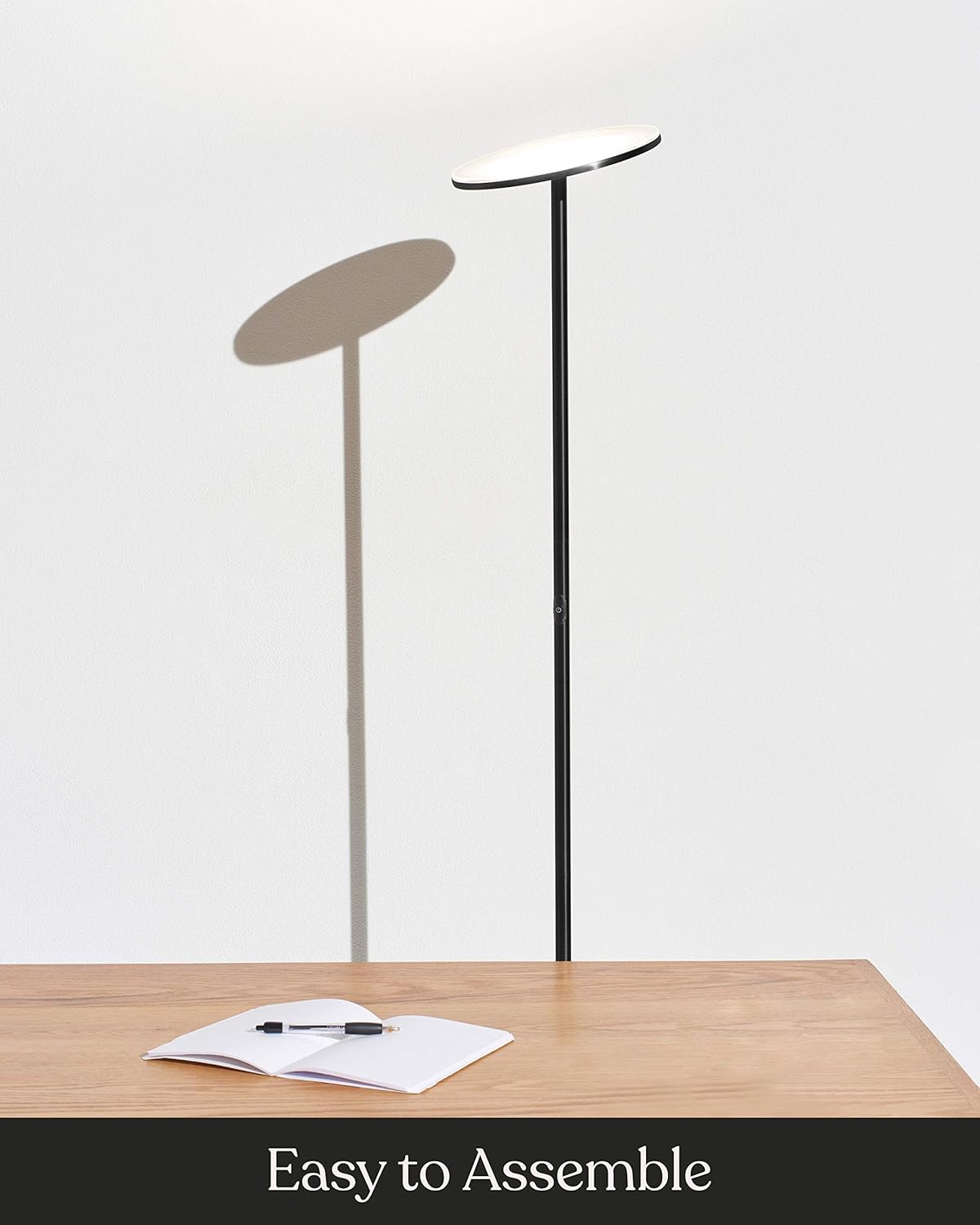 Brightech Sky LED Torchiere Super Bright Floor Lamp - Contemporary, High Lumen Light for Living Rooms & Offices - Dimmable, Indoor Pole Uplight for Bedroom Reading - Black - - 