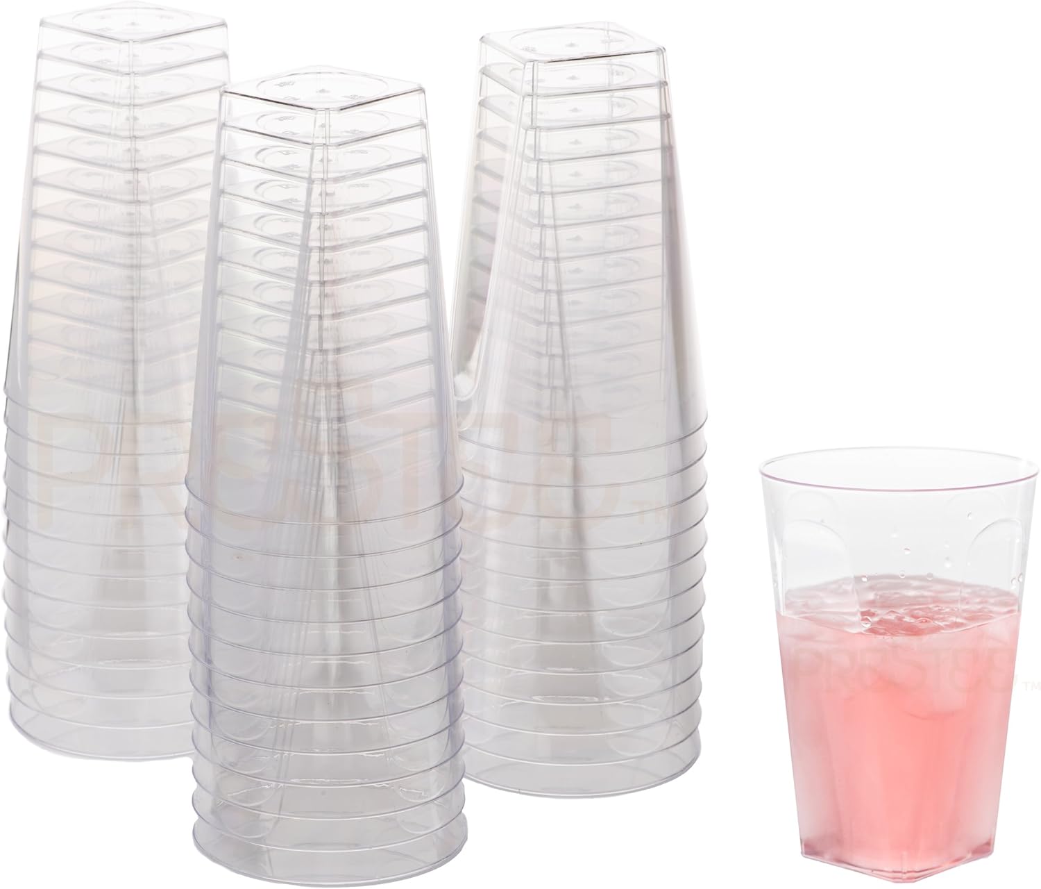 Clear Plastic Cups 10 oz. 80 Pack Hard Disposable Cups Square
