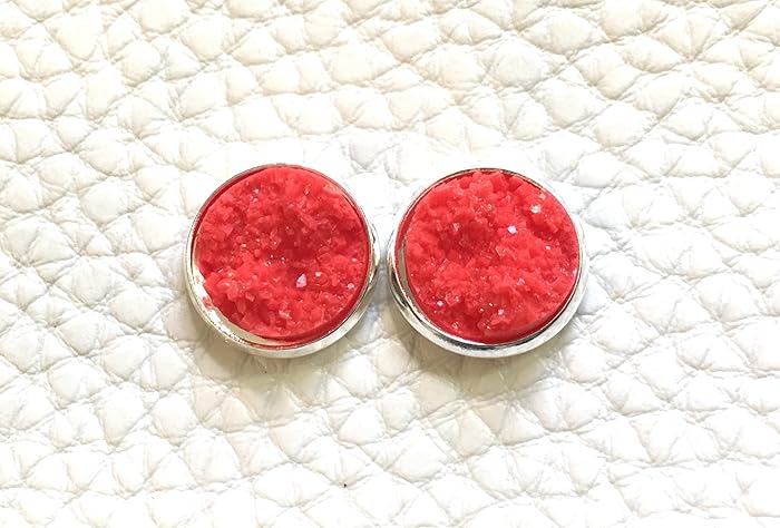 Amazon Com Red Silver Druzy Studs 12mm Druzy Red Red Earrings