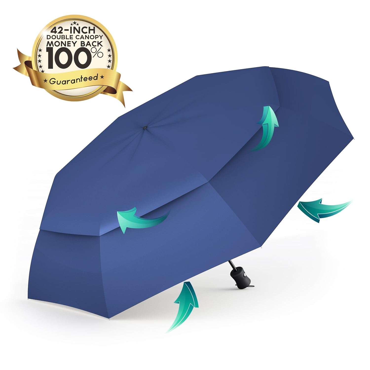 Product Travel Umbrella 42 Inch Windproof Unbreakable Double Vented