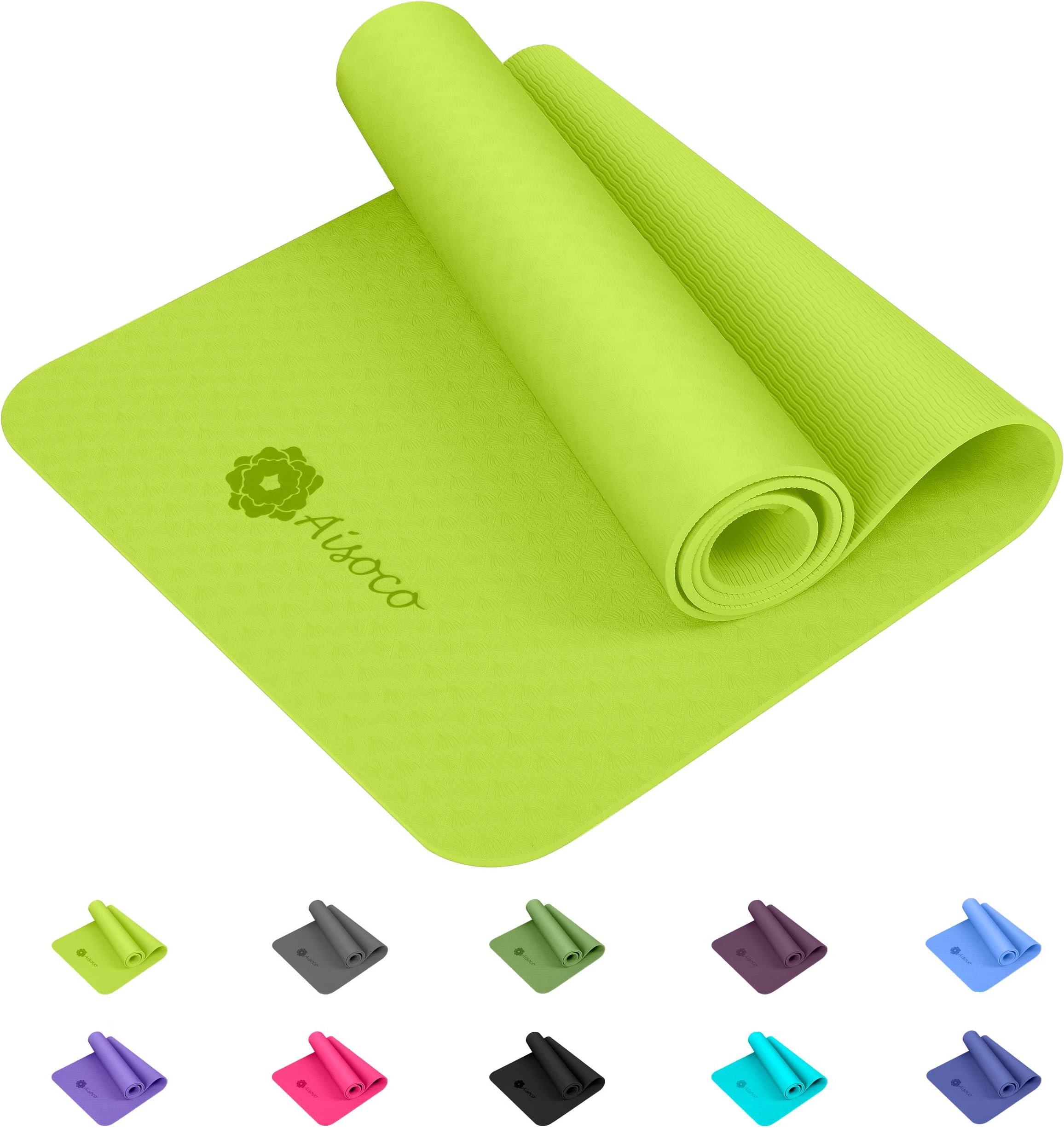 AISOCO Yoga Mat,Exercise and Fitness mat- Eco Friendly，Yoga Mat Non Slip - With Yoga Mat Carry Bag，Pilates and Gymnastics