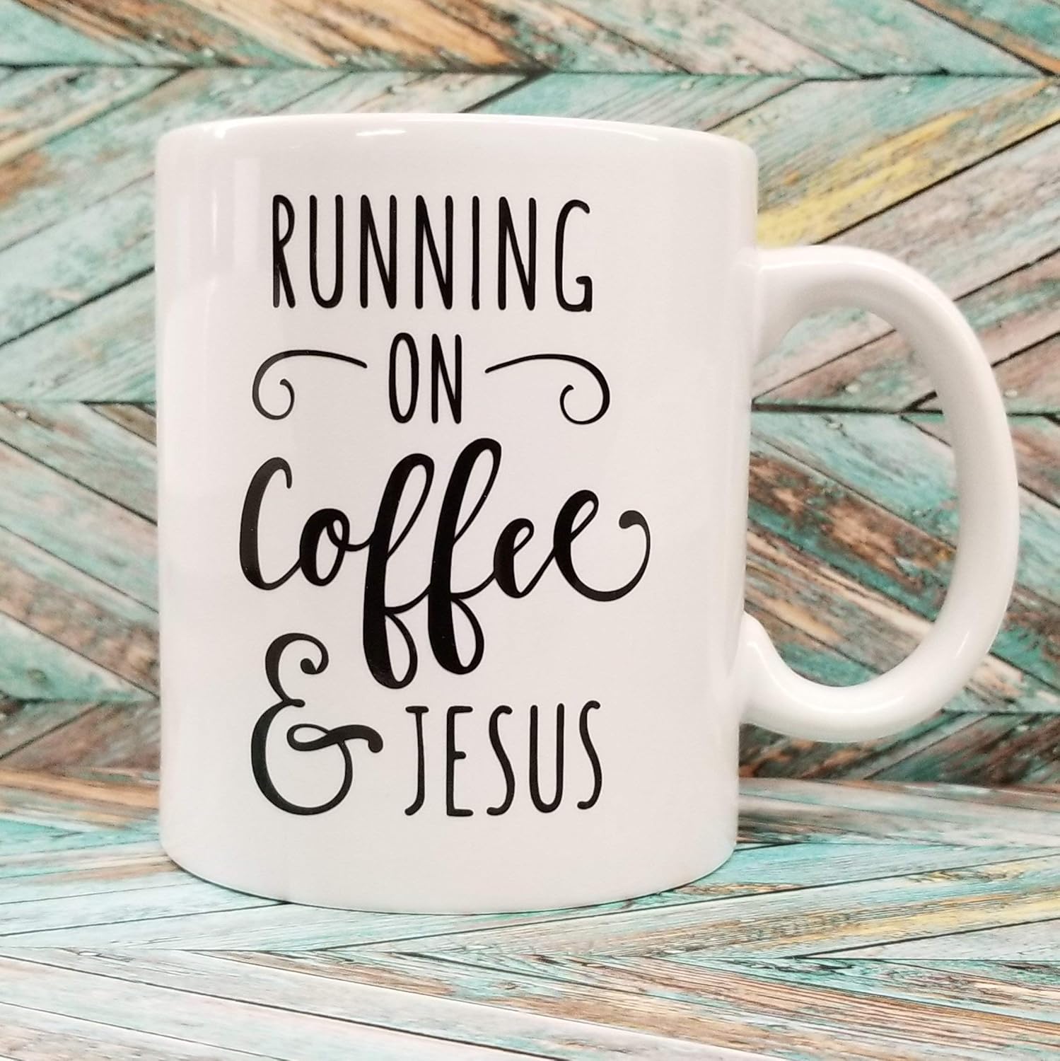 Amazon.com: Running on Coffee and Jesus coffee cup: Handmade