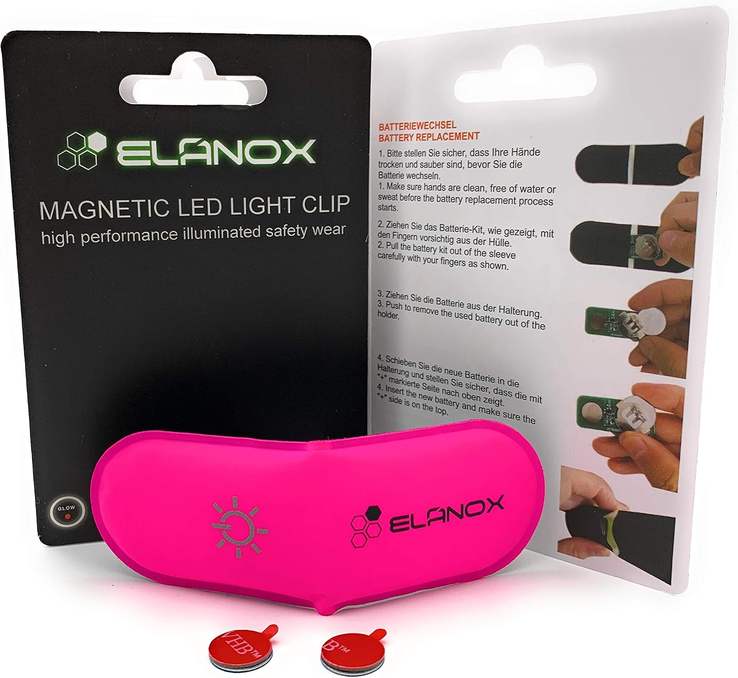 ELANOX LED clip for high visibility for all outdoor activities as well as for child safety backpack, sports bag, bicycle clothing. - Image 3
