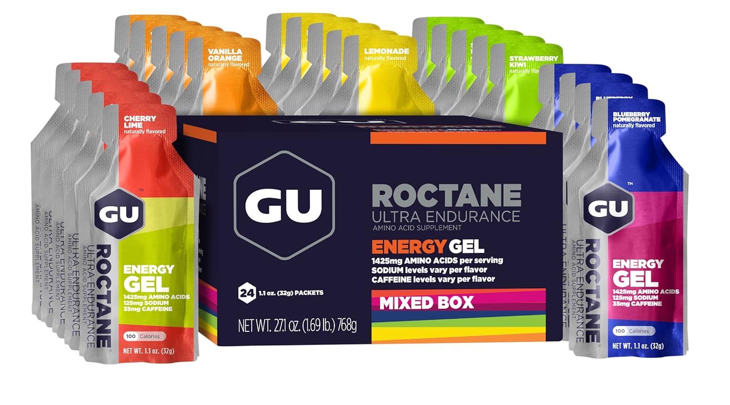 Gu Roctane Ultra Endurance Energy Gel Assorted Flavors 24 Count
