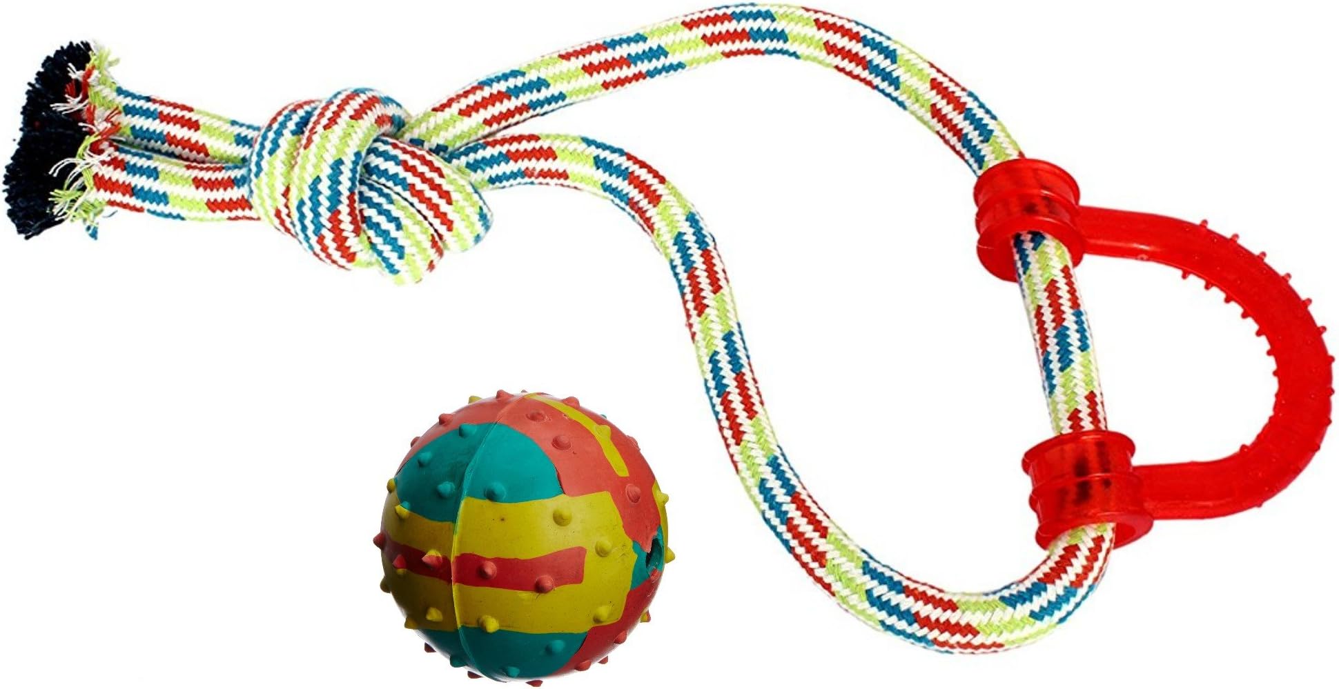 Pet Needs Pet Chew Rope Toys,Durable Cotton Rope Toys for Puppy/Cat Teeth Cleaning-Made with 100% Natural & Safe Cotton-Medium (Green Multi Color)