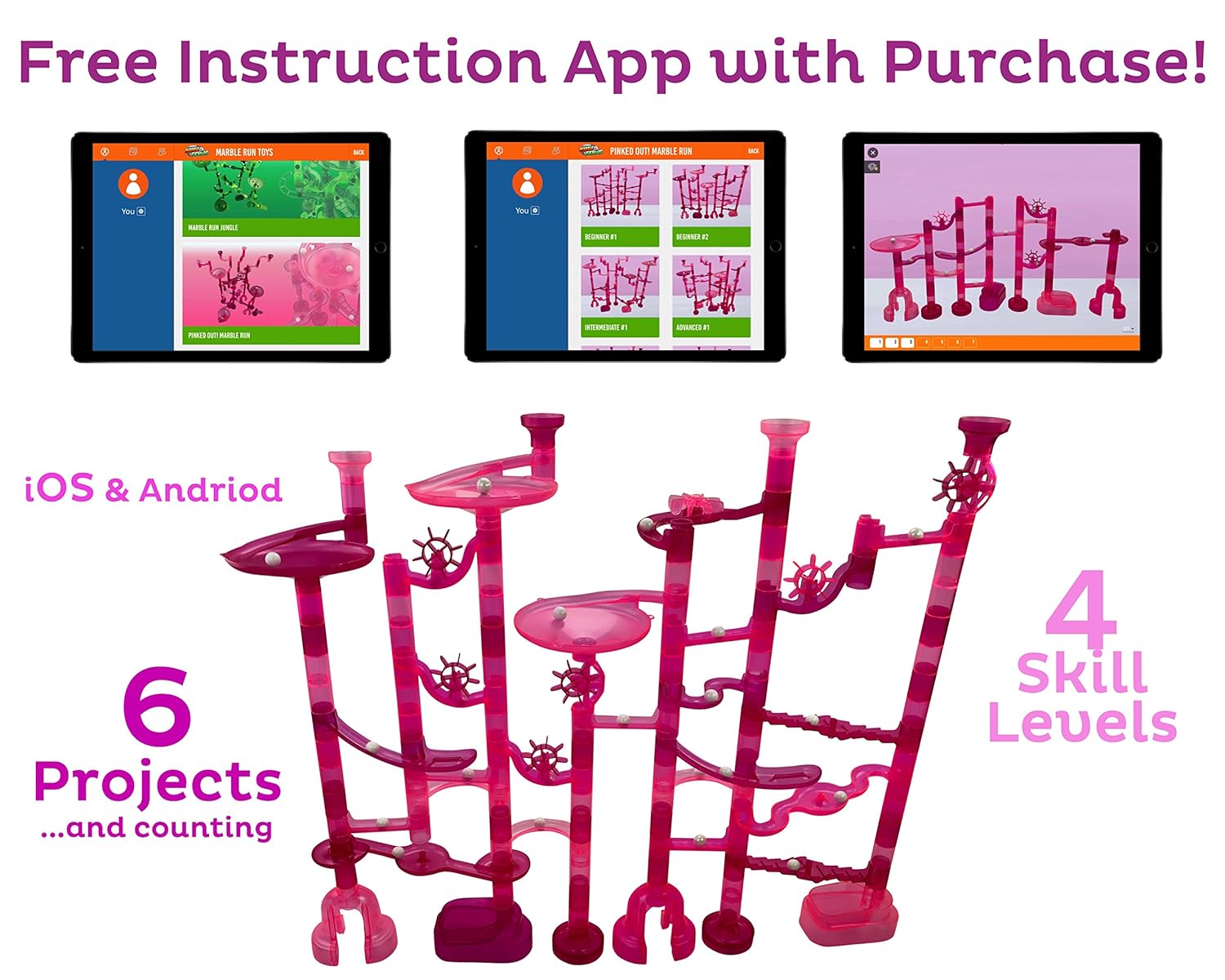 Marble Jungle Marble Run 15 Glass Marbles Marble Genius 100 Pieces 85