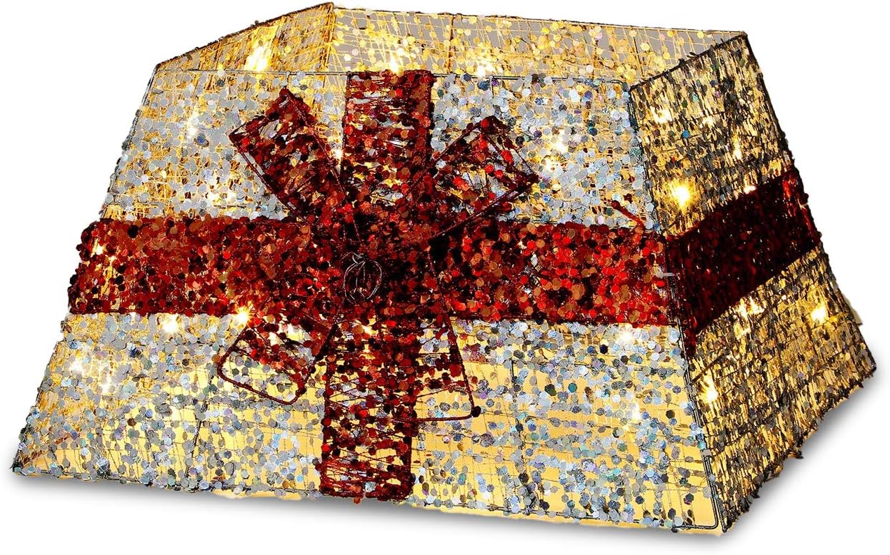 Just for Christmas Tree Skirt Easy Flat Folds Christmas tree Square LED Christmas Tree