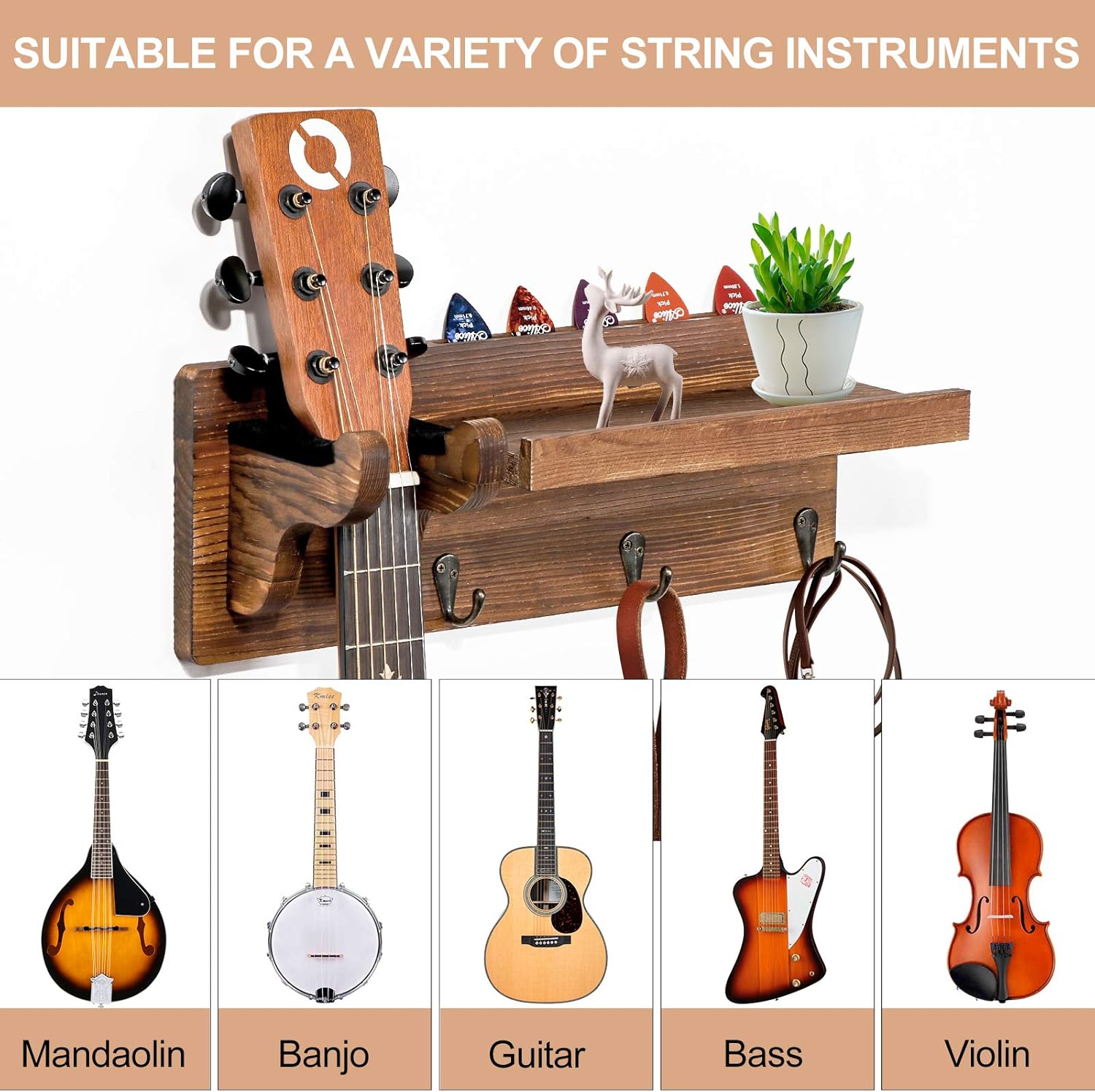 Musical Instruments Acoustic Guitar Stands Hangers Princepalace Co Th Ourwarm Guitar Wall Hanger Guitar Holder Wall Mount Ukulele Wall Mount Guitar Stand Wood Hanging Rack With Guitar Accessories Storage Shelf And 3 Hooks