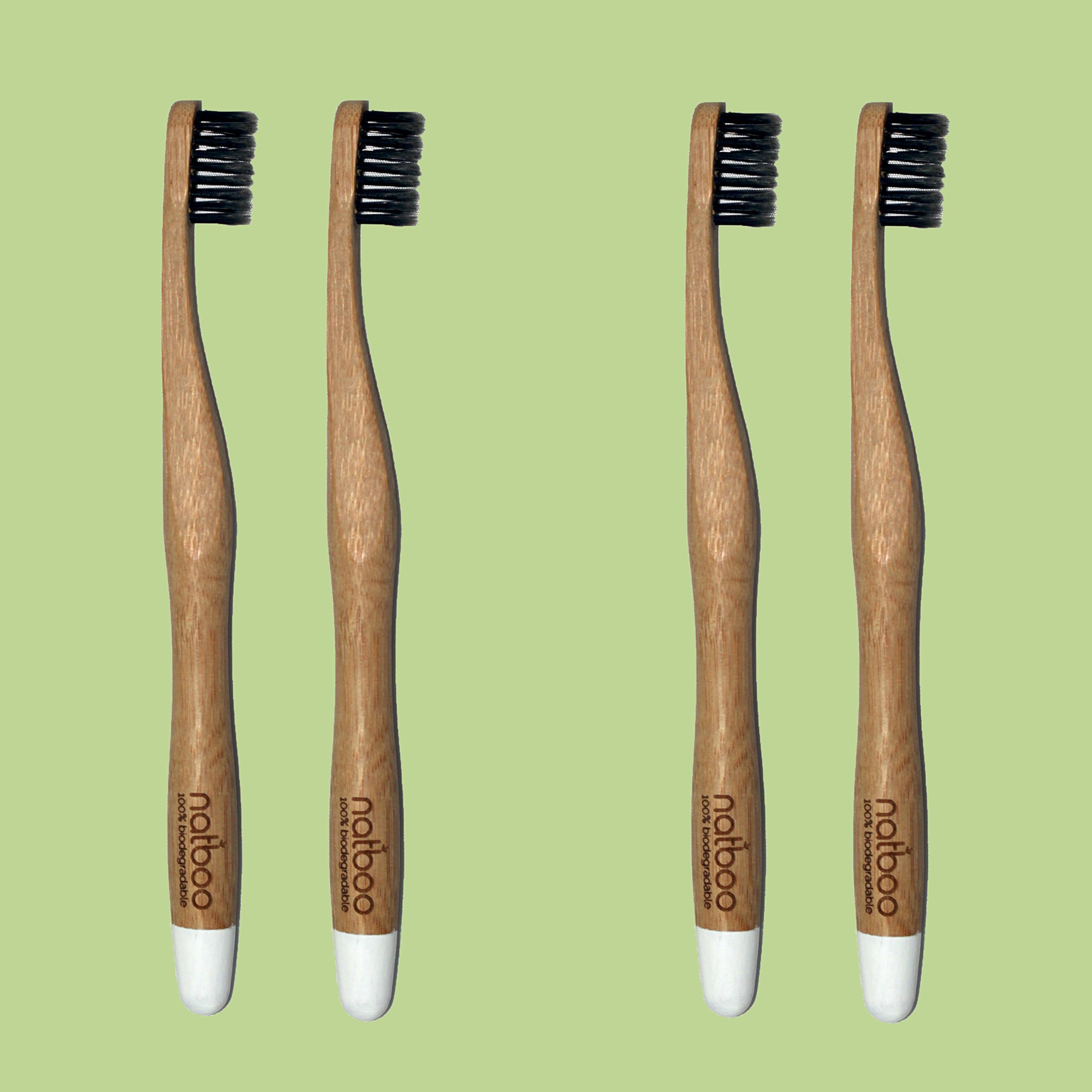 Natboo Adult Toothbrush- 4 Pack (White and White)