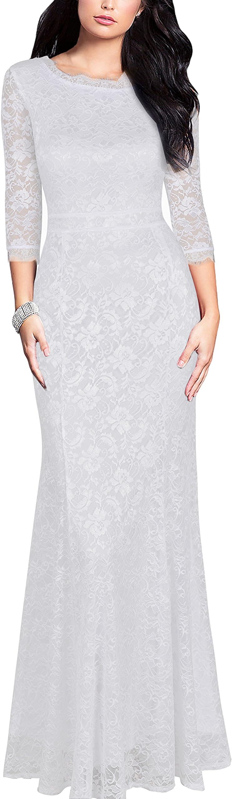 REPHYLLISWomen's Retro Lace Vintage Formal Bridesmaid Wedding Long Dress