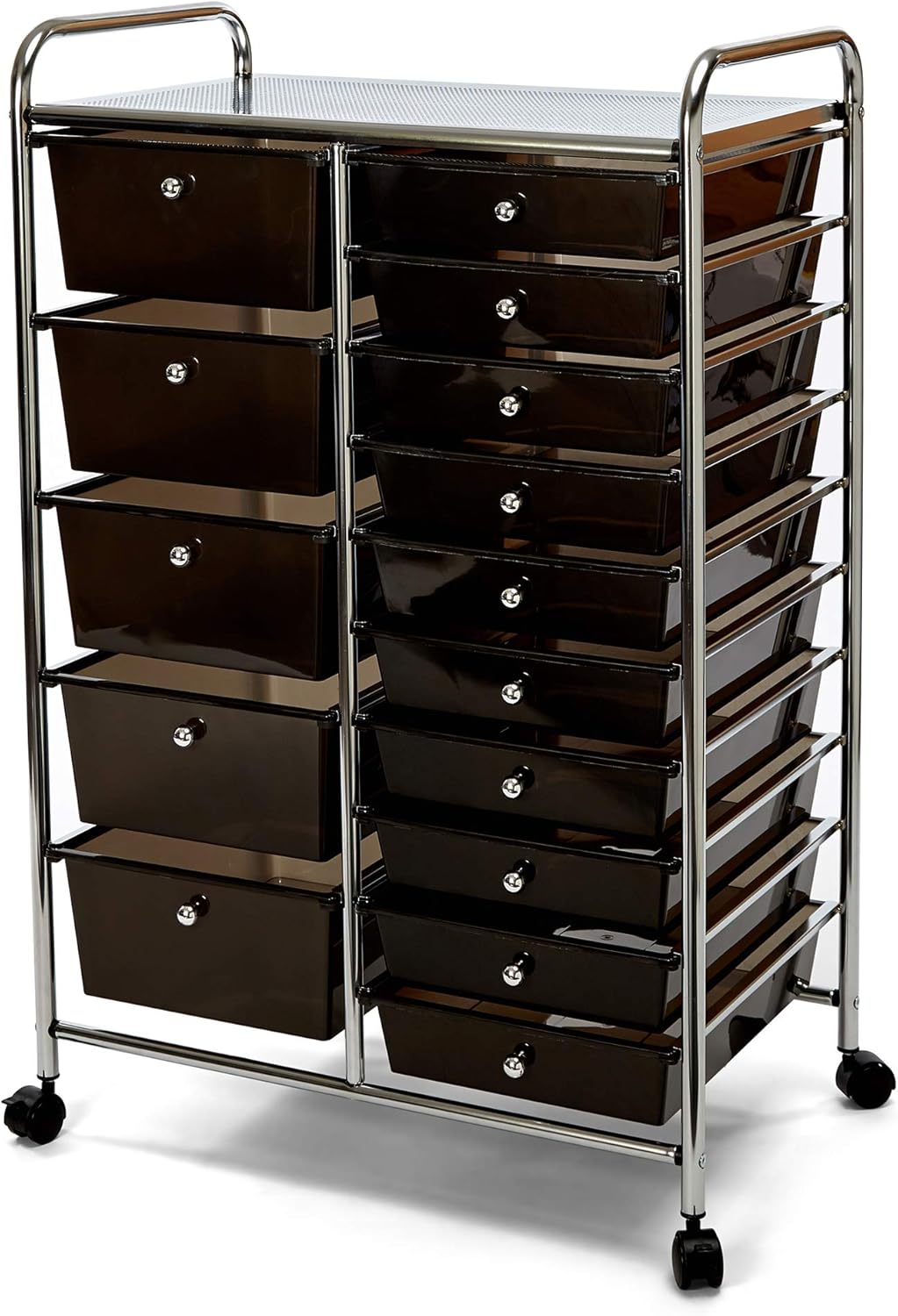 Seville Classics 15-Drawer Multipurpose Mobile Rolling Utility Storage Organizer Cart, Black: Furniture & Decor