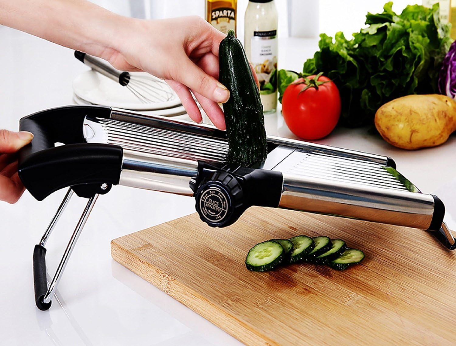 URBAN DEPOT Chef Grade Mandoline Adjustable Blade Slicer, Adjustable Blade,Thin to Think Slice