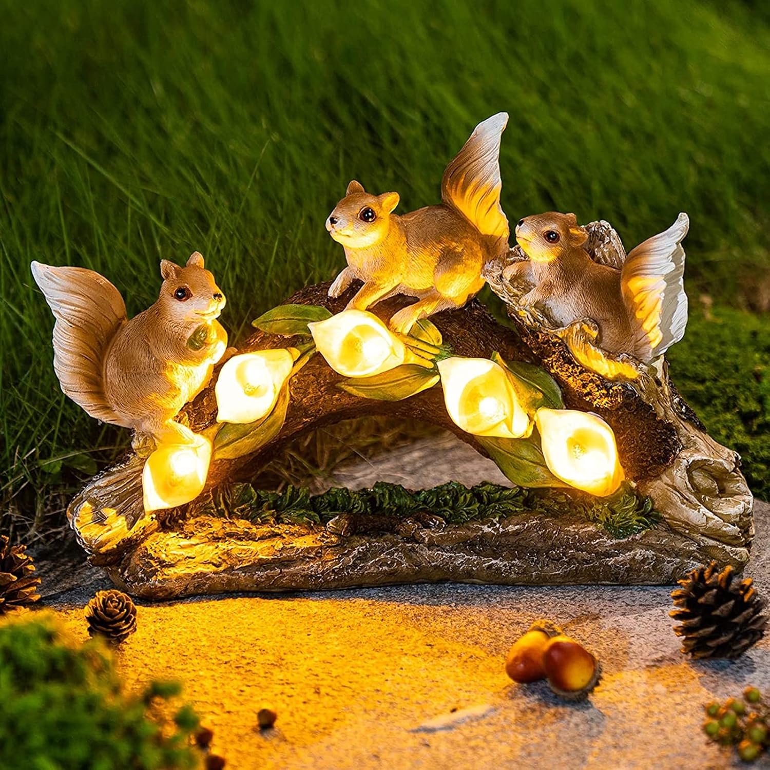 Solar Lights Outdoor Garden Ornament, Animal Resin Indoor Yard Lawn